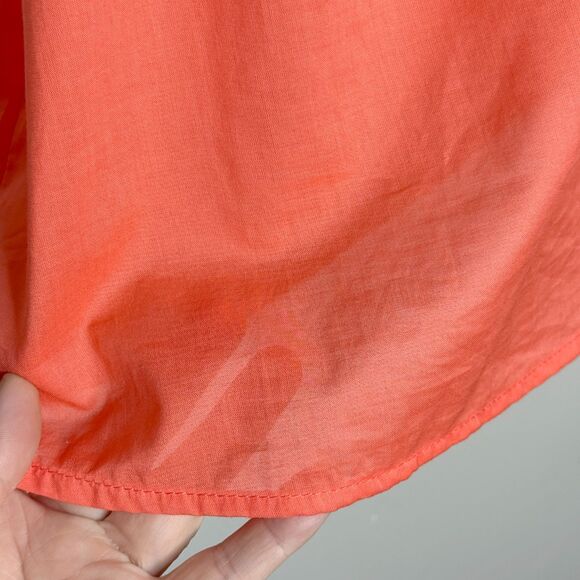 A New Day‎ Womens Blouse XL Orange Coral Eyelet Sheer Light Ruffle Summer Boho - Picture 8 of 11